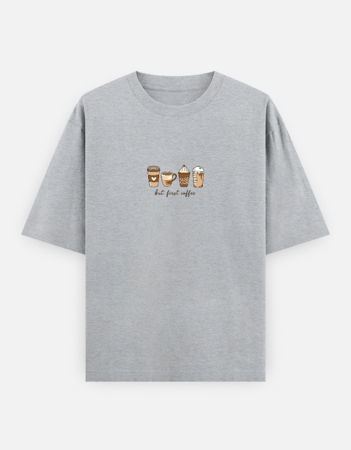 Coffee Cup Printed Unisex Oversized T-Shirt - Image 2