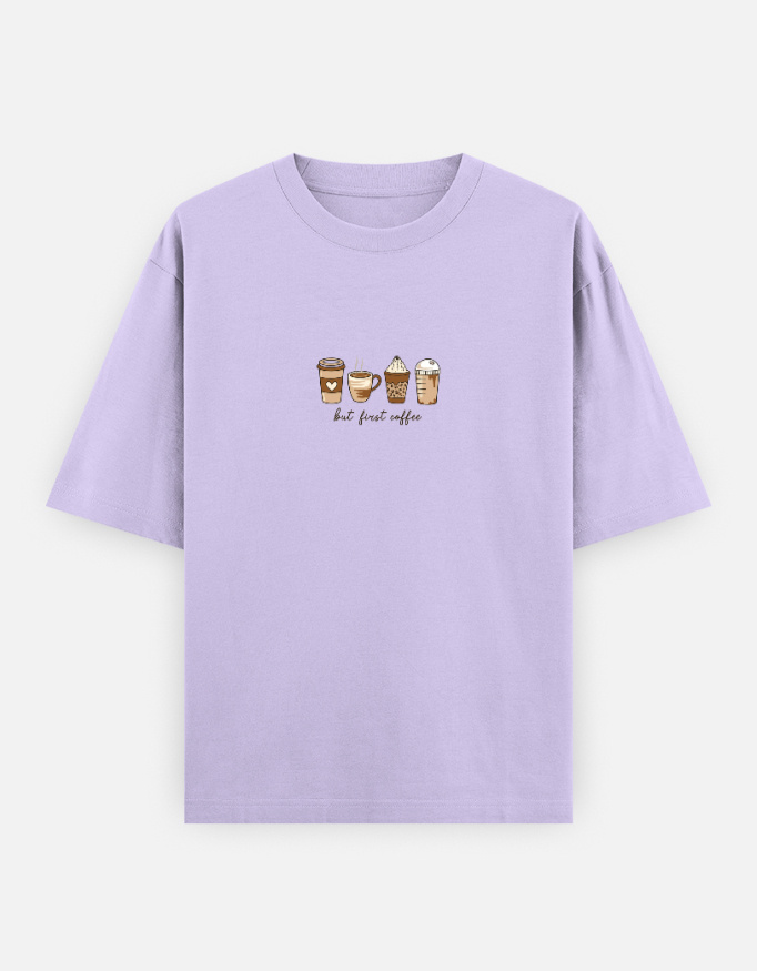 Coffee Cup Printed Unisex Oversized T-Shirt - Image 4
