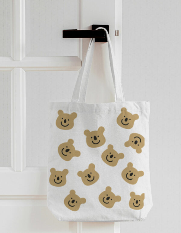 Cute Teddy Printed Totebag Zipper