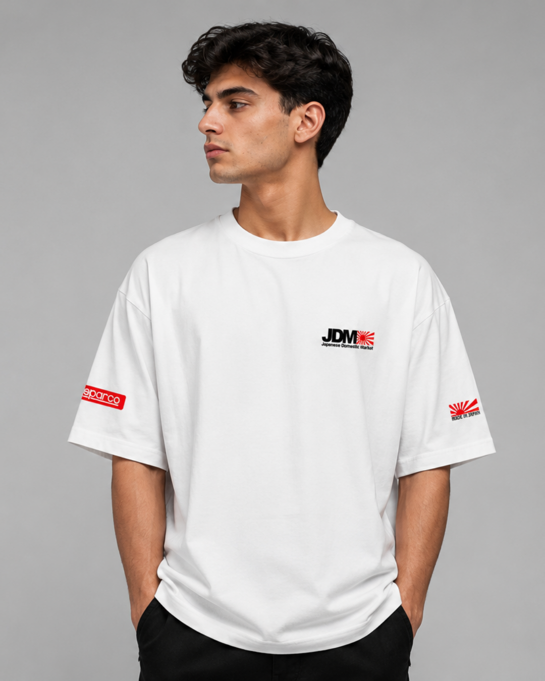JDM White Unisex Oversized Classic T-Shirt - Image 2