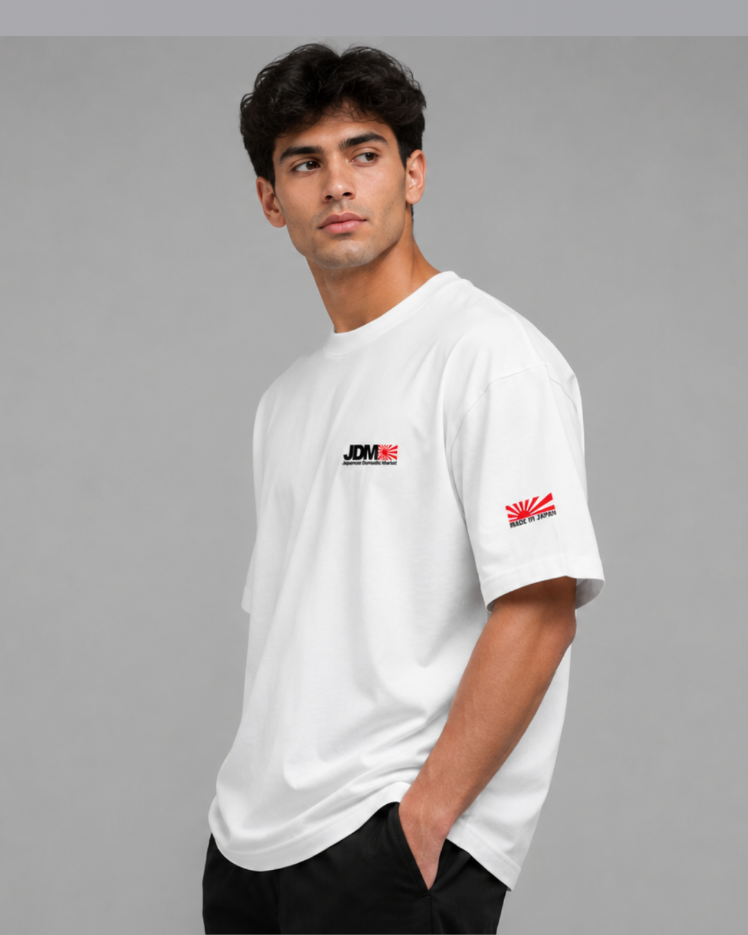 JDM White Unisex Oversized Classic T-Shirt - Image 4