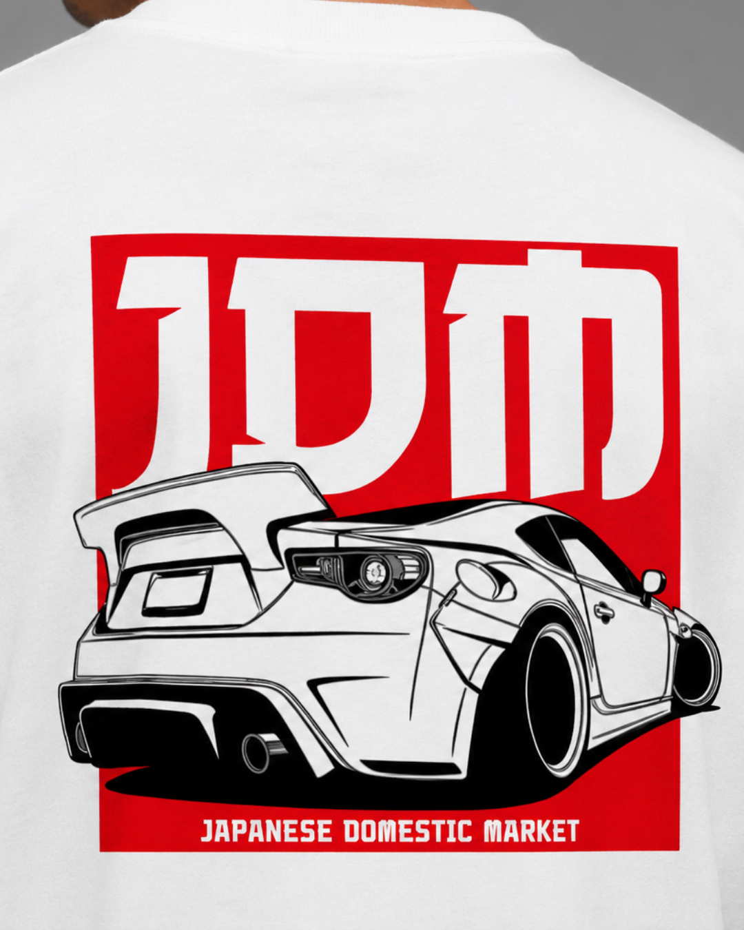 JDM White Unisex Oversized Classic T-Shirt - Image 3